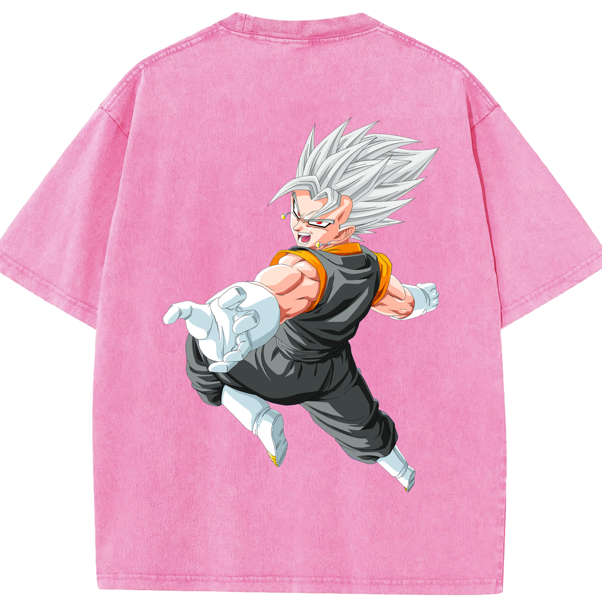 （画像用） ドラゴンボール ベジータ四世（Bejīta Yonsei）DRAGON BALL Vegeta IV 綿100% ヴィンテージ風 半袖Tシャツ（背面プリント）